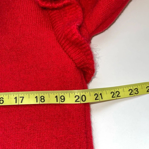 INC International Concepts Red Ruffle Shoulder Knit Sweater Xlarge Women’s - Picture 8 of 12